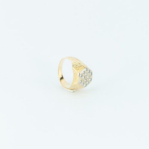 Bague en Or Blanc et Jaune 18 Carats avec Pavage de Diamants