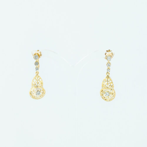 Boucles d’Oreilles Pendantes en Or Jaune 18 Carats avec Diamants